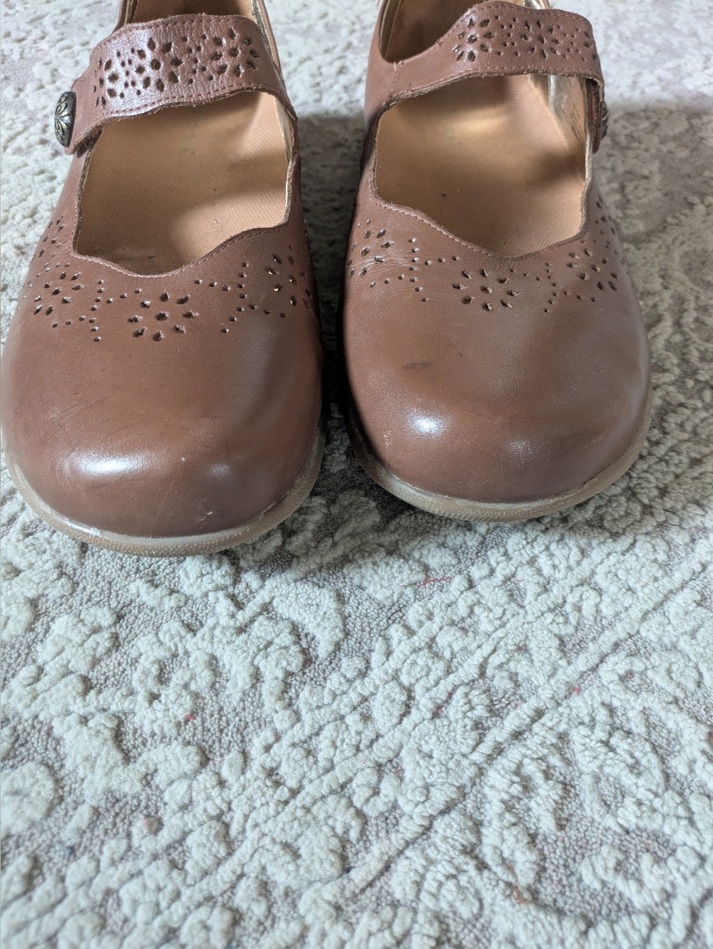 David Tate "Bev" - Women's Mary Jane In Brown/"Luggage" Leather Upper, Size 12 W - Picture 2 of 9
